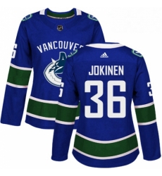 Womens Adidas Vancouver Canucks 36 Jussi Jokinen Authentic Blue Home NHL Jerse Womens Adidas Vancouver Canucks 36 Jussi Jokinen Authentic Blue Home NHL Jerse