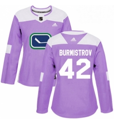 Womens Adidas Vancouver Canucks 42 Alex Burmistrov Authentic Purple Fights Cancer Practice NHL Jersey Womens Adidas Vancouver Canucks 42 Alex Burmistrov Authentic Purple Fights Cancer Practice NHL Jersey