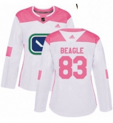 Womens Adidas Vancouver Canucks 83 Jay Beagle Authentic White Pink Fashion NHL Jersey Womens Adidas Vancouver Canucks 83 Jay Beagle Authentic White Pink Fashion NHL Jersey