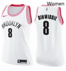Womens Nike Brooklyn Nets 8 Spencer Dinwiddie Swingman White Pink Fashion NBA Jersey Womens Nike Brooklyn Nets 8 Spencer Dinwiddie Swingman White Pink Fashion NBA Jersey