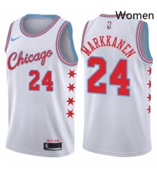 Womens Nike Chicago Bulls 24 Lauri Markkanen Swingman White NBA Jersey City Edition Womens Nike Chicago Bulls 24 Lauri Markkanen Swingman White NBA Jersey City Edition