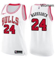 Womens Nike Chicago Bulls 24 Lauri Markkanen Swingman WhitePink Fashion NBA Jersey Womens Nike Chicago Bulls 24 Lauri Markkanen Swingman WhitePink Fashion NBA Jersey
