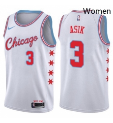 Womens Nike Chicago Bulls 3 Omer Asik Swingman White NBA Jersey City Edition Womens Nike Chicago Bulls 3 Omer Asik Swingman White NBA Jersey City Edition