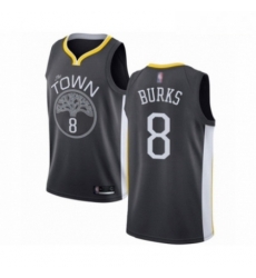 Mens Golden State Warriors 8 Alec Burks Authentic Black Basketball Jersey Statement Edition 