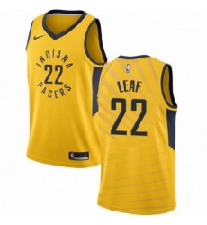Mens Nike Indiana Pacers 22 T J Leaf Authentic Gold NBA Jersey Statement Edition 