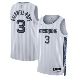 Men Memphis Grizzlies 3 Kentavious Caldwell Pope White 2025 26 City Edition Stitched Basketball Jersey