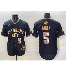 Men Oklahoma City Thunder 5 Luguentz Dort Black Gold 2025 Finals Vapor Stitched Baseball Jersey Men Oklahoma City Thunder 5 Luguentz Dort Black Gold 2025 Finals Vapor Stitched Baseball Jersey