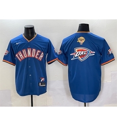 Men Oklahoma City Thunder Team Big Logo Blue 2025 Finals Vapor Stitched Baseball Jersey Men Oklahoma City Thunder Team Big Logo Blue 2025 Finals Vapor Stitched Baseball Jersey