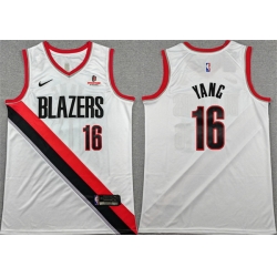 Men Portland Trail Blazers 16 Yang Hansen White Association Edition Stitched Basketball Jersey
