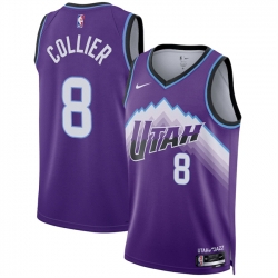 Men Utah Jazz 8 Isaiah Collier Purple 2025 Icon Edition Stitched Basketball Jersey