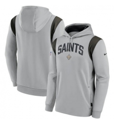 Men New Orleans Saints Grey Sideline Stack Performance Pullover Hoodie 002 Men New Orleans Saints Grey Sideline Stack Performance Pullover Hoodie 002