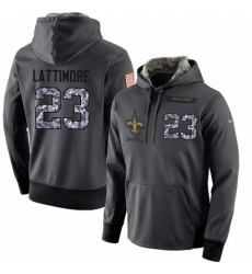 NFL Mens Nike New Orleans Saints 23 Marshon Lattimore Stitched Black Anthracite Salute to Service Player Performance Hoodie NFL Mens Nike New Orleans Saints 23 Marshon Lattimore Stitched Black Anthracite Salute to Service Player Performance Hoodie