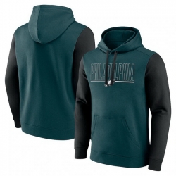 Men Black Philadelphia Eagles Outline Pullover Hoodie