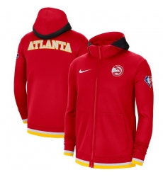 Men Atlanta Hawks Nike 75th Anniversary Performance Showtime Full Zip Hoodie Jacket Red Men Atlanta Hawks Nike 75th Anniversary Performance Showtime Full Zip Hoodie Jacket Red