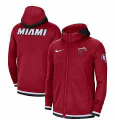 Men Miami Heat Nike 75th Anniversary Performance Showtime Full Zip Hoodie Jacket Red Men Miami Heat Nike 75th Anniversary Performance Showtime Full Zip Hoodie Jacket Red