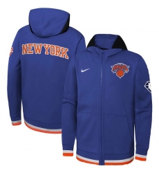 Men New York Knicks Nike Youth Logo Showtime Performance Full Zip Hoodie Blue Men New York Knicks Nike Youth Logo Showtime Performance Full Zip Hoodie Blue
