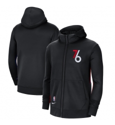 Men Nike Philadelphia 76ers Black City Edition Showtime Full Zip Hoodie Men Nike Philadelphia 76ers Black City Edition Showtime Full Zip Hoodie