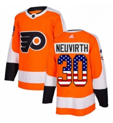 Mens Adidas Philadelphia Flyers 30 Michal Neuvirth Authentic Orange USA Flag Fashion NHL Jersey 
