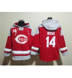 Men Cincinnati Reds 14 Pete Rose Red Ageless Must Have Lace Up Pullover Hoodie Men Cincinnati Reds 14 Pete Rose Red Ageless Must Have Lace Up Pullover Hoodie