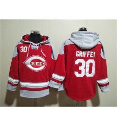 Men Cincinnati Reds 30 Ken Griffey Jr Red Ageless Must Have Lace Up Pullover Hoodie Men Cincinnati Reds 30 Ken Griffey Jr Red Ageless Must Have Lace Up Pullover Hoodie