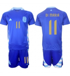 Men Argentina 11  C1ngel Fabi E1n Di Mar EDa Blue 2024 25 Away SoccerJersey Suit