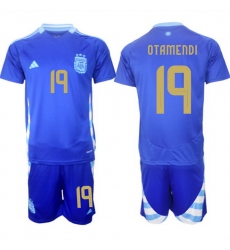 Men Argentina 19 Nicol E1s Otamendi Blue 2024 25 Away SoccerJersey Suit