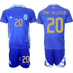 Men Argentina 20 Alexis Mac Allister Blue 2024 25 Away SoccerJersey Suit