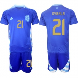 Men Argentina 21 Dybala Blue 2024 25 Away SoccerJersey Suit