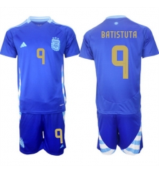 Men Argentina 9 Gabriel Batistuta Blue 2024 25 Away SoccerJersey Suit