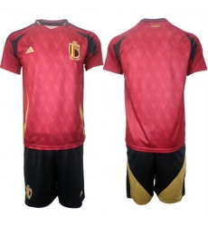 Men Belgium National Team Blank Red 2024 25 Home Soccer Jersey Suit