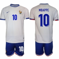 Men France 10 Mbapp White 2024 25 Away Soccer Jersey Suit