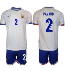 Men France 2 Benjamin Pavard White 2024 25 Away Soccer Jersey Suit