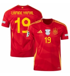 Men Spain Team 19 Lamine Yamal Scarlet 2024 Home Soccer Jersey