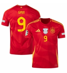 Men Spain Team 9 Gavi Scarlet 2024 Home Soccer Jersey