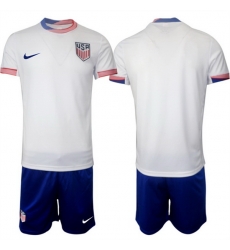 Men American Team Custom 2024 25 White Home Soccer Jersey Suit Men American Team Custom 2024 25 White Home Soccer Jersey Suit