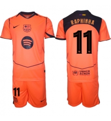 Men FC Barcelona 2026 Soccer Jerseys Orange #11 RAPHINHA (2)