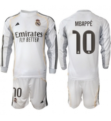 Men Real Madrid 2026 Soccer Jerseys White Long #10 MBAPPE Men Real Madrid 2026 Soccer Jerseys White Long #10 MBAPPE