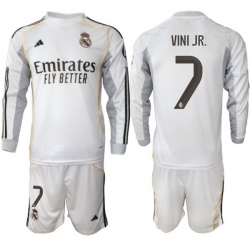 Men Real Madrid 2026 Soccer Jerseys White Long #7 VINI JR.