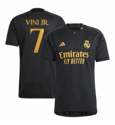 Men Real Madrid 7 Vini Jr Black 2023 24 Soccer Jersey Men Real Madrid 7 Vini Jr Black 2023 24 Soccer Jersey