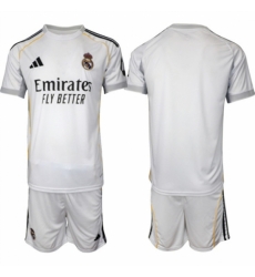 Men Real Madrid Blank 25 26 White Home Soccer Jersey Suit Men Real Madrid Blank 25 26 White Home Soccer Jersey Suit