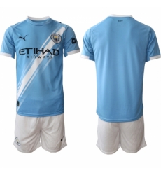 Men Manchester City Custom 2025 Light Blue Home Soccer Jersey Suit