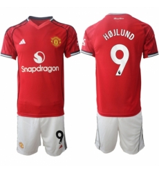 Men Manchester United 9 Rasmus Hojlund 2025 26 Red Home Soccer Jersey Suit