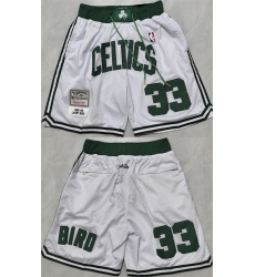 Men Boston Celtics 33 Larry Bird White Shorts Men Boston Celtics 33 Larry Bird White Shorts