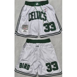 Men Boston Celtics 33 Larry Bird White Shorts