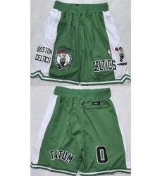 Men Boston Celtics Green White Shorts