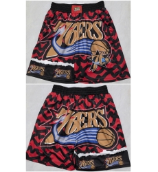 Men Philadelphia 76ers Black Red Shorts Men Philadelphia 76ers Black Red Shorts