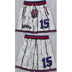 Men Toronto Raptors 15 Vince Carter White Shorts  