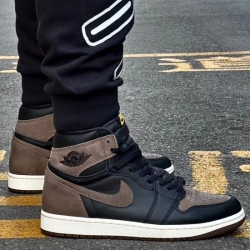 Women Air Jordan 1 Brown Black Basketball Shoes OG25
