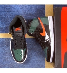 Women Air Jordan 1 Green black Orange Lace Basketball Shoes