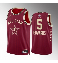 Men 2024 All Star 5 Anthony Edwards Crimson Stitched Basketball Jersey Men 2024 All Star 5 Anthony Edwards Crimson Stitched Basketball Jersey